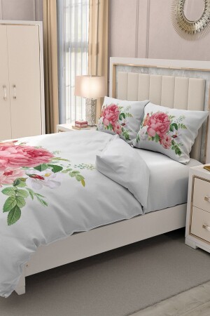 Doppelbettbezug-Set aus 100 % Baumwollsatin mit Spannbettlaken, New Floral MONOHOME32647 - 4