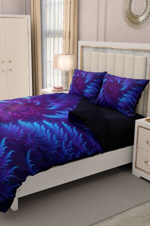 Doppelbettbezug-Set aus 100 % Baumwollsatin mit Spannbettlaken, Purple Energy MONOHOME33200 - 5