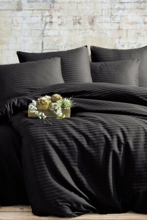 Doppelbettbezug-Set aus Baumwollsatin mit elastischen Laken, LUX GESTREIFT - VENICA MASCUSE