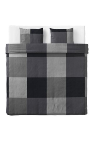 Doppelbettbezug-Set, Schwarz Meridyendukkan 240x220 cm 100 % Baumwolle Black Square Line schwarz nev - 7