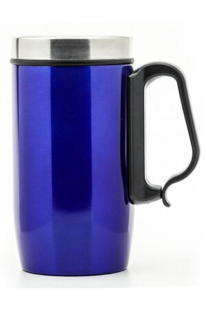 Doppellagiger Gummiboden, 250 ml, Edelstahl, kleiner Thermosbecher mit blauem Griff, Becher, Becher, Tee, Kaffee, VH2947 - 1