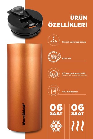 Doppelschichtiger Edelstahl-Thermosbecher der Sonderserie Platinum Orange, 400 ml Kaffee- und Tee-Thermoskanne - 3