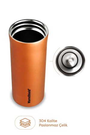 Doppelschichtiger Edelstahl-Thermosbecher der Sonderserie Platinum Orange, 400 ml Kaffee- und Tee-Thermoskanne - 5