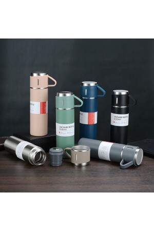 Doppelschichtiges Vakuum-Thermos-Set aus Edelstahl mit 3 Tassen Vcx04 - 1