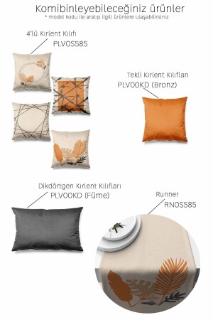 Doppelseitig bedruckter 4-teiliger Kissenbezug aus Wildleder mit Bronzeblattmuster – Orange - 3