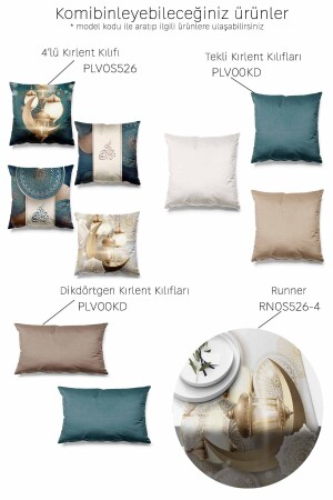 Doppelseitig bedruckter Ramadan Lux gemusterter 4-teiliger Wildleder-Kissenbezug Ramadan Kareem 43 x 43 - 2