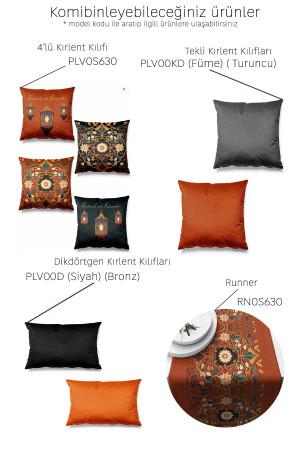 Doppelseitig bedrucktes Ramadan-Laternen-Muster, 4er-Set, Wildleder-Kissenbezug, Ramadan Kareem, 43 x 43 - 3