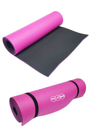 Doppelseitige 8 mm Pilates-Matte, Trainingsmatte, Yoga-Matte, Pilates-Matte, Rosa - 1