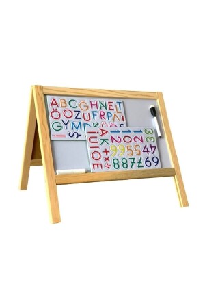 Doppelseitige magnetische Schreibtafel aus Holz, 62 Teile, Alphabet und Zahlen, Geschenk, Lernspielzeug, Spielzeug 512552151 - 4