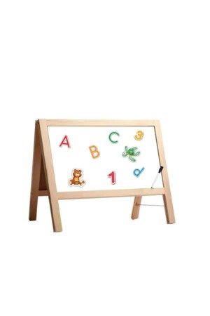 Doppelseitige magnetische Schreibtafel aus Holz, 62 Teile, Alphabet und Zahlen, Geschenk, Lernspielzeug, Spielzeug 512552151 - 5