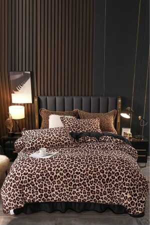 Doppelseitiges Doppelbett-Bettbezug-Set mit elastischen Laken, Leopard, murdummmgrıı41 - 3