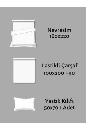 Doppelseitiges Mintgrau-Doppelfarb-Einzelbettbezug-Set mit elastischen Laken ÇRTKNev - 4