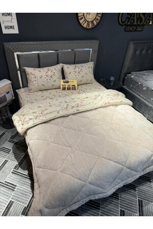 Doppelseitiges Welsoft Quilt-Set Double Beige Etnic VCSTCK121 - 7