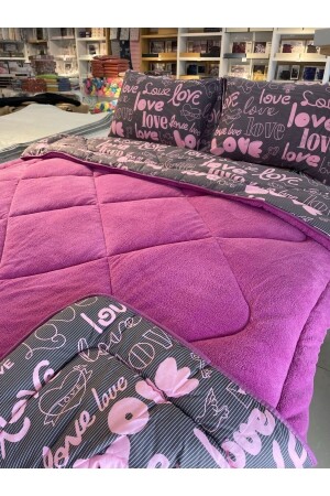 Doppelseitiges Welsoft Quilt-Set Double Plum Love - 9