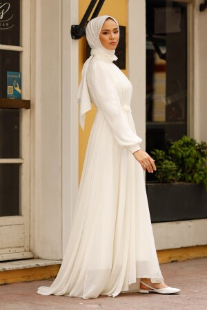 Doppelt gefüttertes Hochzeitsabendkleid mit Schwanz - Meqlife