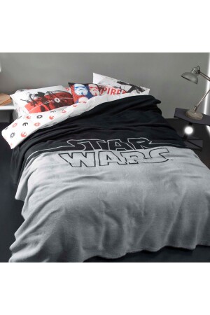 Doppelte Decke aus Baumwolle mit Star Wars-Logo, Grau Schwarz, 71314761 - 2