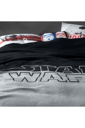 Doppelte Decke aus Baumwolle mit Star Wars-Logo, Grau Schwarz, 71314761 - 4