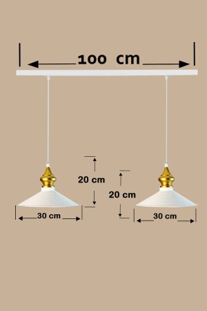 Doppelte geräumige weiße Pendelleuchte, Esstisch, Wohnzimmer, Küche, Salon, Hotel, Ausstellungsraum, Friseur, BMM3058XXXX02 - 4