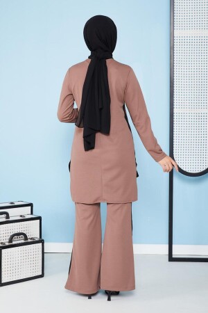 Doppelte Hijab-Kombination mit ausgestelltem Bein – 5021 Nerz T3157 - 6