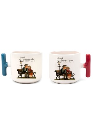 Doppelte türkische Kaffeetasse & Espresso With You Forever Blau & Rot 2er-Pack T-Cup-Becher 200 ml yt133rhg - 1