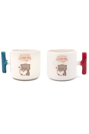 Doppelte türkische Kaffeetasse und Espresso-Mochi-Katzenliebhaber-Set, T-Griff, 200 ml, SvglTf972 - 1