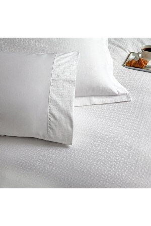 Doppelter Bettbezug aus Baumwoll-Jacquard-Satin mit Logo der White Collection, Weiß 60244695 - 5