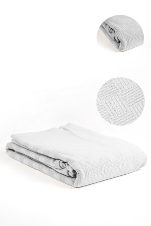 Doppelter Bettbezug und Tagesdecke aus Baumwolle mit Schachbrettmuster – Grau 00010 - 2