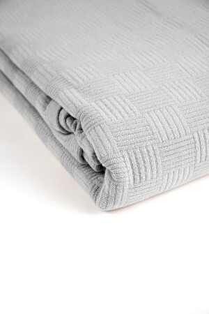 Doppelter Bettbezug und Tagesdecke aus Baumwolle mit Schachbrettmuster – Grau 00010 - 4