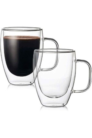 Doppelter Glasbecher, Sonderanfertigung, doppelwandiger Becher, große Größe, 350 ml, Tee, Kaffee, Erfrischungsgetränk, hitzebeständig - 6