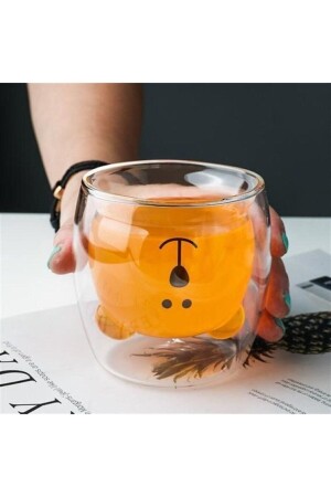 Doppelwandiger Design-Glasbecher mit Teddybär 250 ml – Doppelwandiger Teddybär-Geschenkbecher - 3