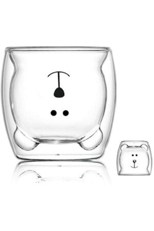 Doppelwandiger Design-Glasbecher mit Teddybär 250 ml – Doppelwandiger Teddybär-Geschenkbecher - 7