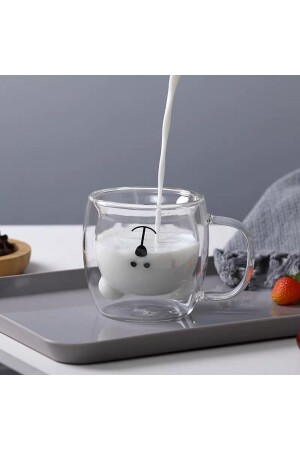 Doppelwandiges Glas mit Teddybär, Kaffeeglas, Wasserglas, Erfrischungsgetränkeglas, Cola-Glas - 5