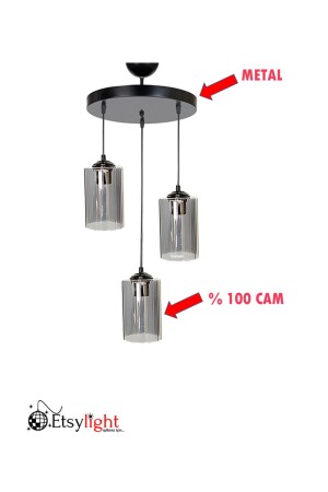 Dora Black 3 Wohnzimmer Pendelleuchte Glas Kronleuchter 33503 - 5