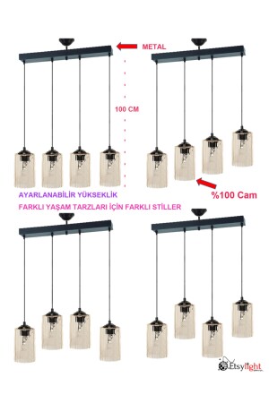 Dora Sıralı Lüx 4 Antre Avize, Mutfak Avize, Salon Avize, Yemek Odası Avize S050SR4 - 7