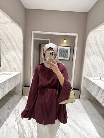 Dora Tensel Gömlek - Bordo - Duendeca