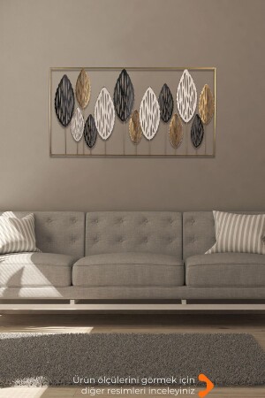 Doreart Leafes Metal Duvar Tablosu- Ev Ofis Duvar Panosu Gold - Doreline