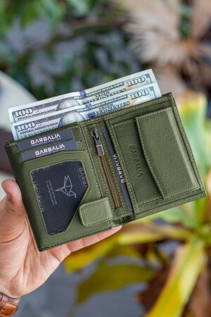 Dortmund Herren-Geldbörse aus echtem Leder mit RFID-Schutz, grün, mit Münzfach, DORTMUND101 - 1