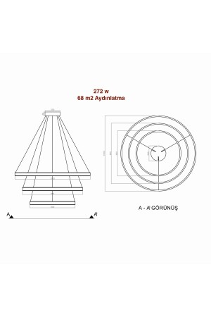 Double Light 100-80-60cm Samsung Led Alt Üst Işıklı Çember Sarkıt Led Avize VXL61901 - 4