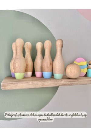 DRABS30122 Waldorf-Bowling-Spielzeug-Set aus natürlichem Bio-Holz, Geschenk für Kinder, Babyzimmer-Dekoration, 7-teilig - 6