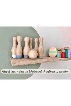 DRABS30122 Waldorf-Bowling-Spielzeug-Set aus natürlichem Bio-Holz, Geschenk für Kinder, Babyzimmer-Dekoration, 7-teilig - 6