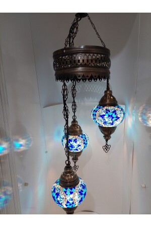 Dreifach-Mosaik-Kronleuchter, dekorative türkische Lampe, Glas der Größe Nr. 2, Geschenkbirne turkishlamps566235 - 1