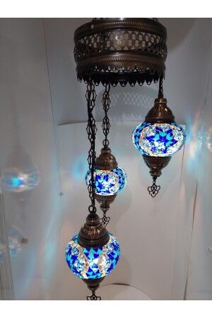 Dreifach-Mosaik-Kronleuchter, dekorative türkische Lampe, Glas der Größe Nr. 2, Geschenkbirne turkishlamps566235 - 3