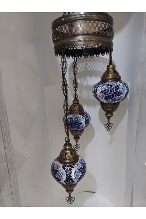 Dreifach-Mosaik-Kronleuchter, dekorative türkische Lampe, Glas der Größe Nr. 2, Geschenkbirne turkishlamps566235 - 5