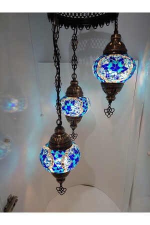 Dreifach-Mosaik-Kronleuchter, dekorative türkische Lampe, Glas der Größe Nr. 2, Geschenkbirne turkishlamps566235 - 6