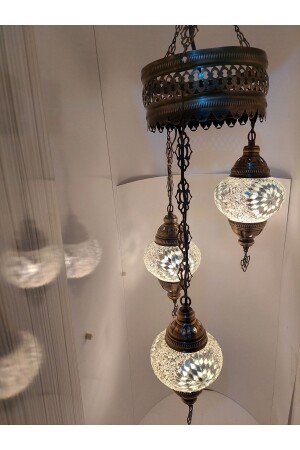 Dreifach-Mosaik-Kronleuchter, dekorative türkische Lampe, Glas der Größe Nr. 2, Geschenkbirne turkishlamps566235 - 1