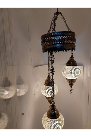 Dreifach-Mosaik-Kronleuchter, dekorative türkische Lampe, Glas der Größe Nr. 2, Geschenkbirne turkishlamps566235 - 3