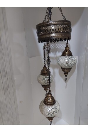 Dreifach-Mosaik-Kronleuchter, dekorative türkische Lampe, Glas der Größe Nr. 2, Geschenkbirne turkishlamps566235 - 4