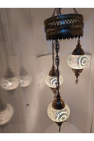 Dreifach-Mosaik-Kronleuchter, dekorative türkische Lampe, Glas der Größe Nr. 2, Geschenkbirne turkishlamps566235 - 6