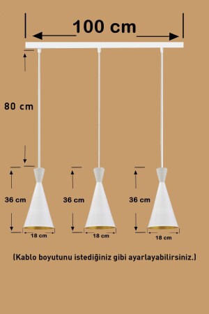 Dreifache weiße schlanke Pendelleuchte, Esstisch, Wohnzimmer, Küche, Flur, Hotel, Ausstellungsraum, Zuhause, Geschenk BMM3057XXXX02 - 6