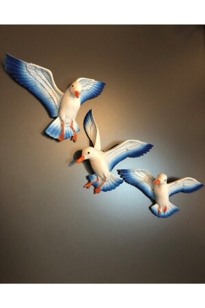 Dreifacher dekorativer Vogel-3D-Möwen-Aufhänger, Wanddekoration, Blau, 3er-Set K10501 - 2